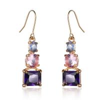 Cubic Zircon Brass Earring, with Cubic Zirconia, durable & fashion jewelry, multi-colored 