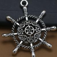 Zinc Alloy Ship Wheel & Anchor Pendant, fashion jewelry & DIY, silver color 
