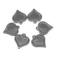 Stainless Steel Pendant Setting, Heart, die-casting, DIY, silver color, 18*15*2mm 