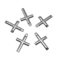 Stainless Steel Cross Pendants, die-casting, DIY, silver color, 23*15*3mm 