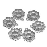 Stainless Steel Flower Pendant, die-casting, DIY, silver color, 25*22*3mm 