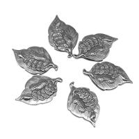 Stainless Steel Leaf Pendant, die-casting, DIY, silver color, 25*15*2mm 