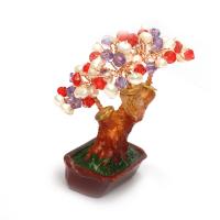 Resin Rich Tree Decoration, with brass wire & pearl & Quartz, plated, DIY, multi-colored, 80*65*45mm  70*70*90mm 
