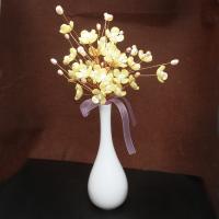 Artificial Flower Home Decoration, Porcelain, with pearl & Plastic & Brass, Tree, plated, for home and office, yellow, 35.5*20*7*180*70mm    120*120*200mm 