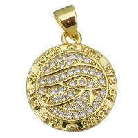 Cubic Zirconia Micro Pave Brass Pendant, Round, plated, fashion jewelry & DIY & for woman & with cubic zirconia, golden Approx 3.5mm 