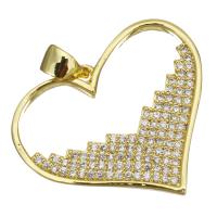 Cubic Zirconia Micro Pave Brass Pendant, Heart, plated, fashion jewelry & DIY & for woman & with cubic zirconia, golden Approx 3.5mm 
