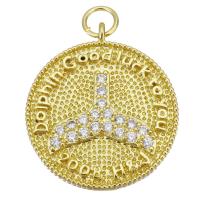 Cubic Zirconia Micro Pave Brass Pendant, Round, plated, fashion jewelry & DIY & for woman & with cubic zirconia, golden Approx 3.5mm 