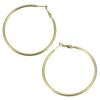 Brass Hoop Earring, Round, plated, fashion jewelry & DIY & for woman, golden 