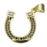 Cubic Zirconia Micro Pave Brass Pendant, Letter U, plated, fashion jewelry & DIY & for woman & with cubic zirconia, golden Approx 3.5mm 