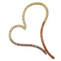 Cubic Zirconia Micro Pave Brass Pendant, Heart, plated, fashion jewelry & DIY & for woman & with cubic zirconia, golden Approx 
