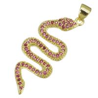 Cubic Zirconia Micro Pave Brass Pendant, Snake, plated, fashion jewelry & DIY & for woman & with cubic zirconia, golden Approx 3.5mm 