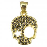 Cubic Zirconia Micro Pave Brass Pendant, Skull, plated, fashion jewelry & DIY & for woman & with cubic zirconia Approx 3.5mm 