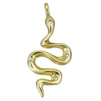 Cubic Zirconia Micro Pave Brass Pendant, Snake, plated, fashion jewelry & DIY & for woman & with cubic zirconia, golden Approx 1.5mm 