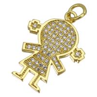 Cubic Zirconia Micro Pave Brass Pendant, Girl, plated, fashion jewelry & DIY & for woman & with cubic zirconia, golden Approx 3mm 