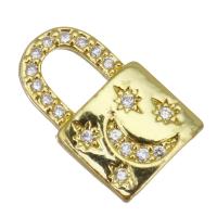 Cubic Zirconia Micro Pave Brass Pendant, Lock, plated, fashion jewelry & DIY & for woman & with cubic zirconia, golden Approx 