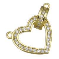 Cubic Zirconia Micro Pave Brass Connector, Heart, plated, fashion jewelry & DIY & for woman & with cubic zirconia, golden Approx 1mm 