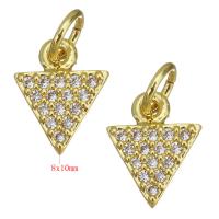 Cubic Zirconia Micro Pave Brass Pendant, Triangle, plated, fashion jewelry & DIY & for woman & with cubic zirconia, golden Approx 3mm 