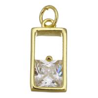 Cubic Zirconia Micro Pave Brass Pendant, Rectangle, plated, fashion jewelry & DIY & for woman & with cubic zirconia, golden Approx 3.5mm 