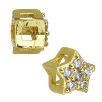 Cubic Zirconia Micro Pave Brass Connector, Star, plated, fashion jewelry & DIY & for woman & with cubic zirconia, golden Approx 