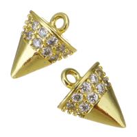 Cubic Zirconia Micro Pave Brass Pendant, Conical, plated, fashion jewelry & DIY & for woman & with cubic zirconia, golden Approx 1mm 