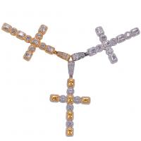 Cubic Zircon Micro Pave Brass Necklace, Cross, plated, French Rope Chain & Unisex & micro pave cubic zirconia Inch 