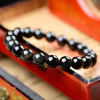 Schwarzer Obsidian -Armband, rund, unisex & verschiedene Größen vorhanden, schwarz, verkauft von Strang