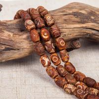 Natural Tibetan Agate Dzi Beads, Drum, DIY & Unisex, brown 