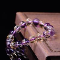 Gemstone Bracelets, Ametrine, Round, Unisex & anti-fatigue purple 