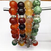 Gemstone Bracelets, Natural Stone, with Zinc Alloy, Round, polished 10mm,12mm Approx 7.5 Inch 
