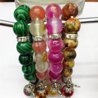 Gemstone Bracelets, Natural Stone, with Zinc Alloy, Round, polished 10mm,12mm Approx 7.5 Inch 