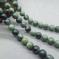 Jaspis Kambaba Perlen, Kambaba+Jasper, rund, poliert, verschiedene Größen vorhanden, grün, Länge:ca. 15 ZollInch, verkauft von Strang