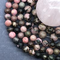 Rhodonit Perlen, Rhodonitis, rund, poliert, verschiedene Größen vorhanden, Länge:ca. 15 ZollInch, verkauft von Strang
