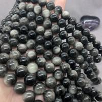 Silver Obsidian Beads, Round, polished Approx 15 Inch 