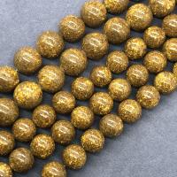 Single Gemstone Beads, Gold Foil, Round, polished Approx 15 Inch 