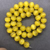 Katzenauge Perlen, rund, poliert, DIY & verschiedene Größen vorhanden, gelb, verkauft von Strang