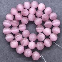 Cats Eye Beads, Round, polished, DIY pink 