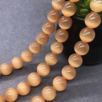 Katzenauge Perlen, rund, poliert, DIY & verschiedene Größen vorhanden, orange, verkauft von Strang