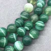 Natürliche Streifen Achat Perlen, rund, poliert, verschiedene Größen vorhanden, grün, Länge:ca. 15 ZollInch, verkauft von Strang