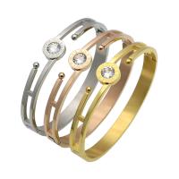 Stainless Steel Bangle, plated, with roman number & for woman & with rhinestone 11mm, 7mm, Inner Approx 