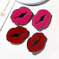 Resin Stud Earring, Lip, plated, fashion jewelry & for woman 