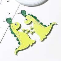 Acrylic Drop Earring, Dinosaur, plated, fashion jewelry & for woman, green 