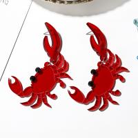Resin Drop Earring, Crab, plated, fashion jewelry & for woman, red 