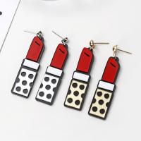 Resin Drop Earring, Lipstick, plated, fashion jewelry & for woman 