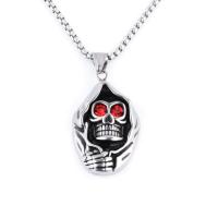 Zinc Alloy Sweater Chain Necklace, with stainless steel chain, Skull, plated, Unisex & with rhinestone Approx 23.62 Inch 