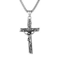 Zinc Alloy Sweater Chain Necklace, with stainless steel chain, Cross, plated, for man Approx 23.62 Inch 