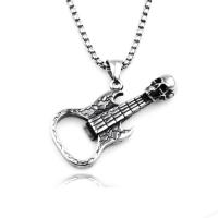 Zinc Alloy Sweater Chain Necklace, with stainless steel chain, Guitar, plated, for man Approx 23.62 Inch 