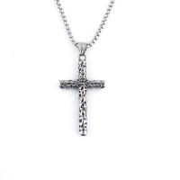 Zinc Alloy Sweater Chain Necklace, with stainless steel chain, Cross, plated, Unisex Approx 23.62 Inch 