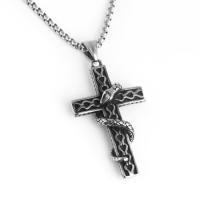 Zinc Alloy Sweater Chain Necklace, with Stainless Steel, Cross, plated, for man Approx 23.62 Inch 