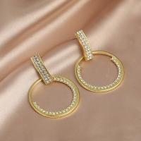 Zinc Alloy Rhinestone Drop Earring, with Rhinestone, durable & fashion jewelry, golden 