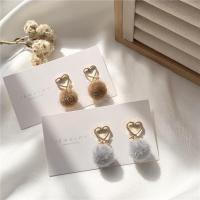Zinc Alloy Drop Earring, with Velour, durable & fashion jewelry 